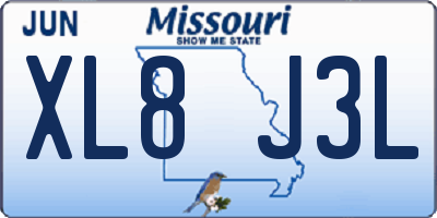 MO license plate XL8J3L
