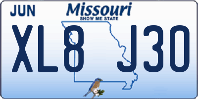 MO license plate XL8J3O