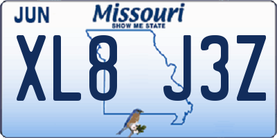 MO license plate XL8J3Z