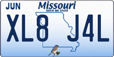 MO license plate XL8J4L