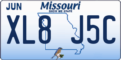 MO license plate XL8J5C
