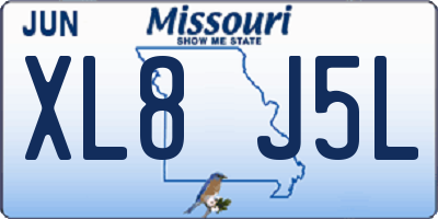 MO license plate XL8J5L