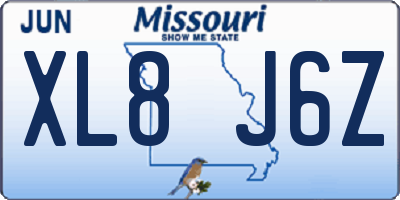 MO license plate XL8J6Z