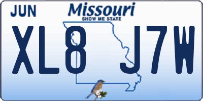 MO license plate XL8J7W