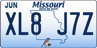 MO license plate XL8J7Z