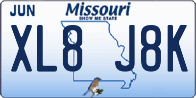 MO license plate XL8J8K