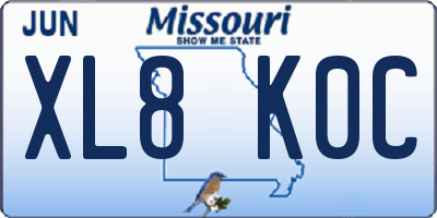 MO license plate XL8K0C