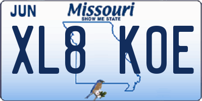 MO license plate XL8K0E