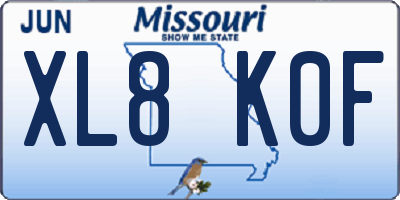MO license plate XL8K0F