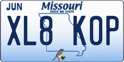 MO license plate XL8K0P
