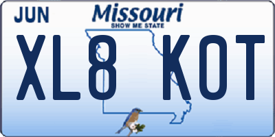 MO license plate XL8K0T