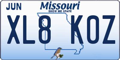 MO license plate XL8K0Z