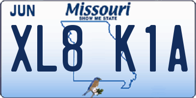 MO license plate XL8K1A