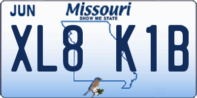 MO license plate XL8K1B