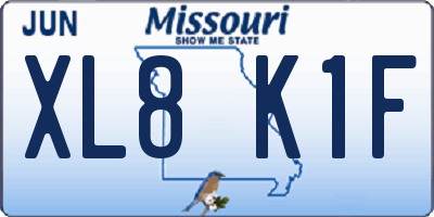 MO license plate XL8K1F