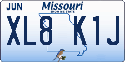 MO license plate XL8K1J