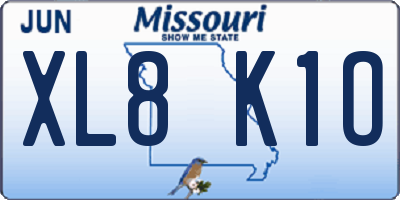 MO license plate XL8K1O