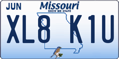 MO license plate XL8K1U
