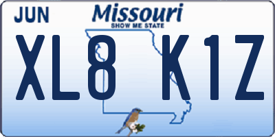 MO license plate XL8K1Z