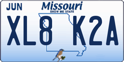 MO license plate XL8K2A
