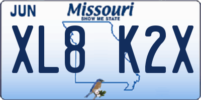 MO license plate XL8K2X