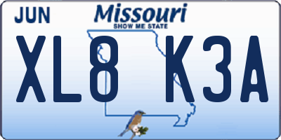 MO license plate XL8K3A