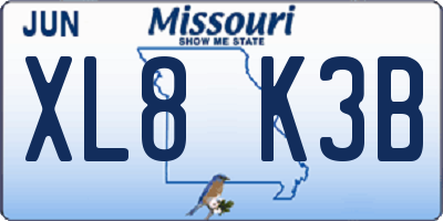 MO license plate XL8K3B
