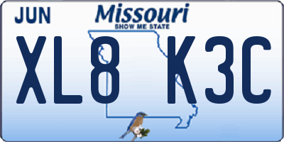 MO license plate XL8K3C