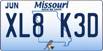 MO license plate XL8K3D