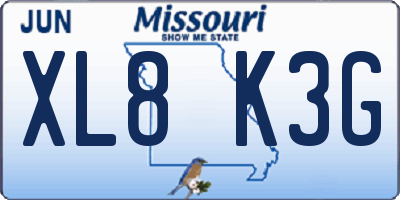 MO license plate XL8K3G