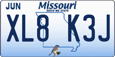 MO license plate XL8K3J