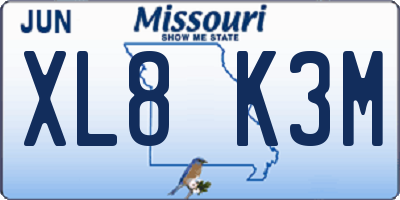 MO license plate XL8K3M