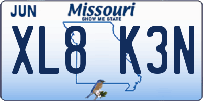 MO license plate XL8K3N
