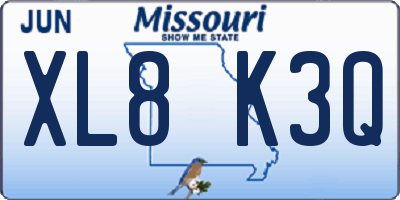 MO license plate XL8K3Q