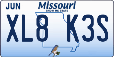 MO license plate XL8K3S
