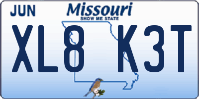MO license plate XL8K3T
