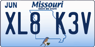 MO license plate XL8K3V