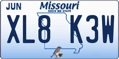 MO license plate XL8K3W