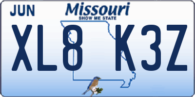 MO license plate XL8K3Z