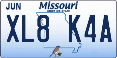 MO license plate XL8K4A