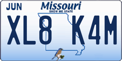 MO license plate XL8K4M