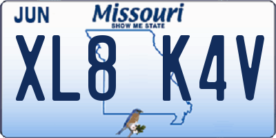 MO license plate XL8K4V