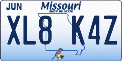 MO license plate XL8K4Z