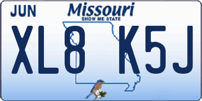 MO license plate XL8K5J