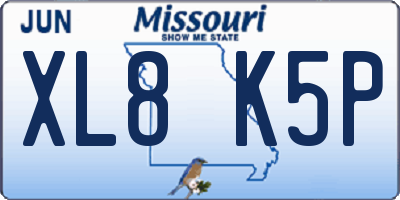 MO license plate XL8K5P