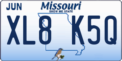 MO license plate XL8K5Q