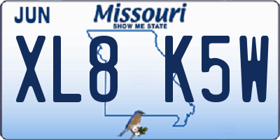 MO license plate XL8K5W