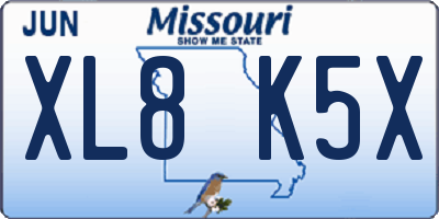 MO license plate XL8K5X