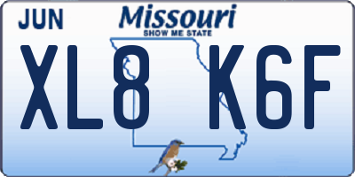 MO license plate XL8K6F
