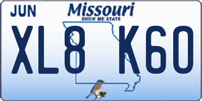 MO license plate XL8K6O
